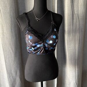 Torrid Black and Blue Polka Dot Lace Bralette